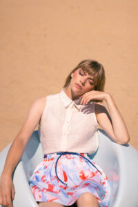 Wadi blouse Linen jacquard €145 - Sage mini skirt Koi €155 (1)